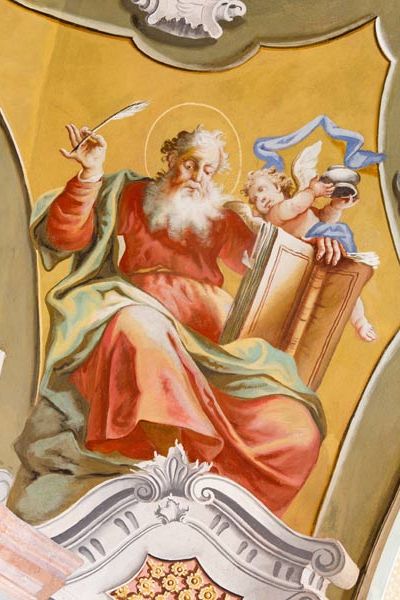 Chapel in the Castle in Svätý Anton - fresco of St. Matthew the Evangelist